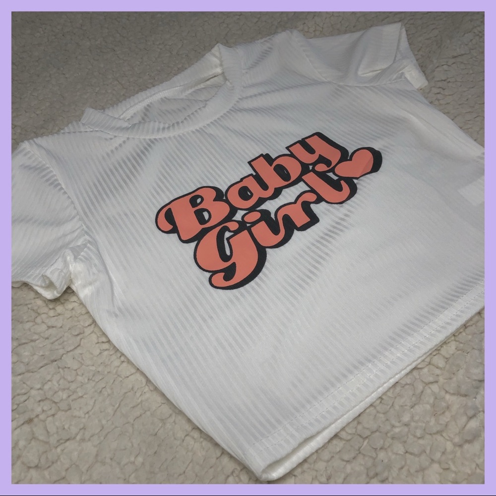 💖”Baby Girl” Ribbed Crop Top💖 - Picture 3 of 7